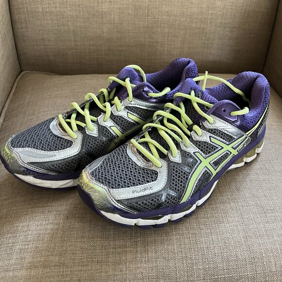 Asics Gel Kayano 21 Womens Size 11 Running Shoes Purple Green Silver T4H7N - Picture 2 of 11